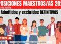 Concurso – OposiciÃ³n Maestros 2026: Publicados los listados definitivos de personas admitidas y excluidas